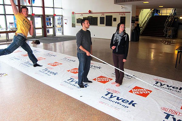 Preparing Tyvek sheeting for a geodesic dome cover Preparing Tyvek sheeting for a geodesic dome cover