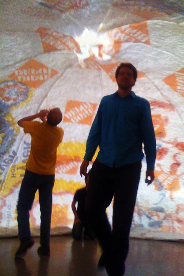 Testing the Tyvek geodesic dome cover Testing the Tyvek geodesic dome cover