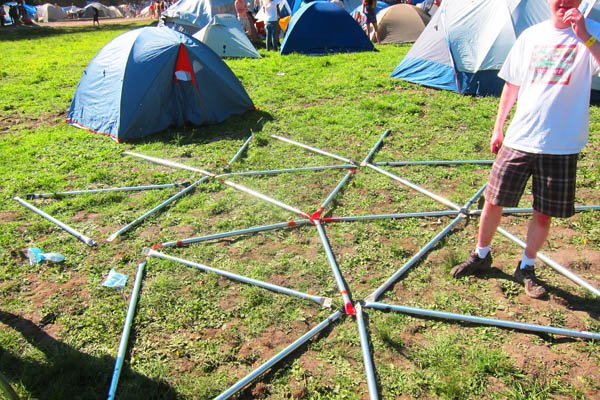 Starting our geodesic dome assembly at Shambhala: Starting our geodesic dome assembly at Shambhala: