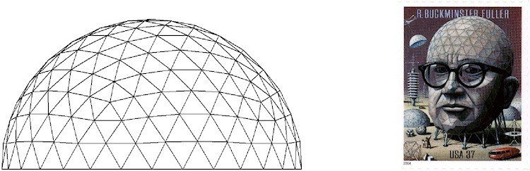 Figure 1: 6V Geodesic Dome and Buckminster Fuller Stamp